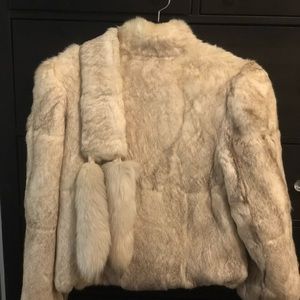 Vintage rabbit fur jacket with fox tail detail